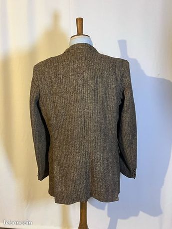 Veste vintage boutonnée en tweed Harris marron Veste