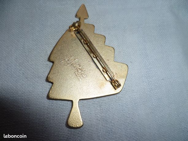 Broche Vintage Montana Parfums - Motif 3 Cœurs - Taille 70x40mm - Alliage - Occasion Années 70/80