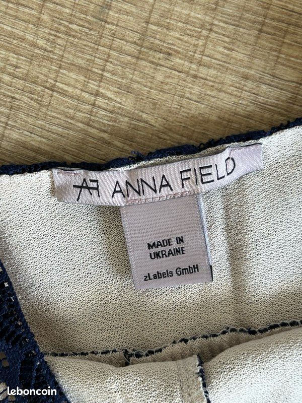 Robe marine et beige en dentelle Anna Field taille 34 TBE (image 14)