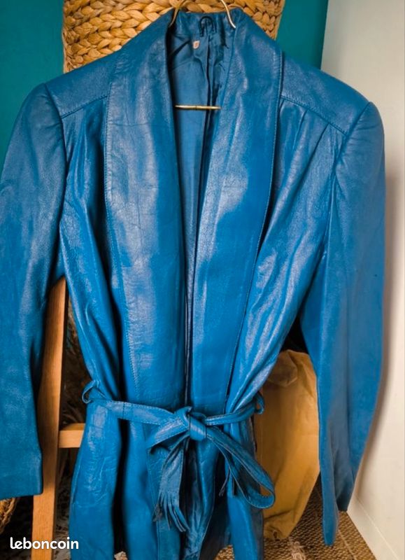 Veste en cuir bleu (image 1)