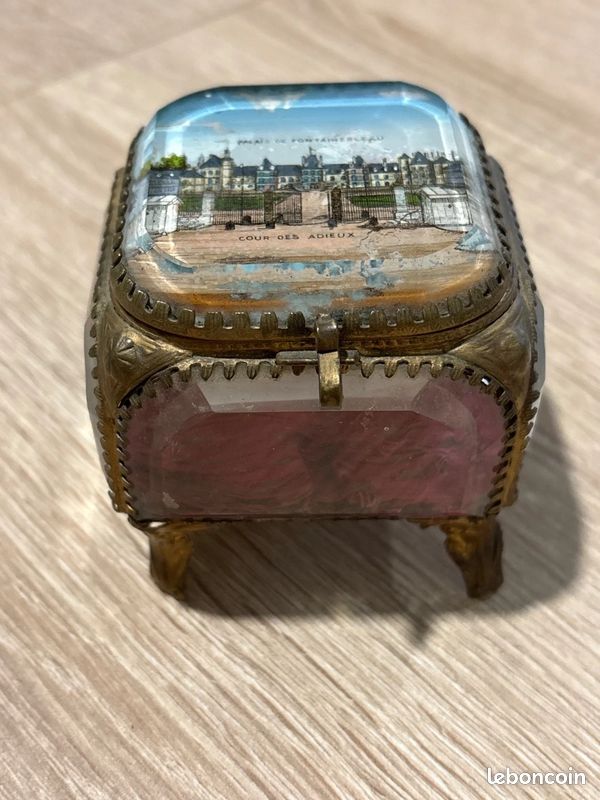 Boîte à Bijoux Napoléon III En Laiton Et Verre Biseauté – Bon état