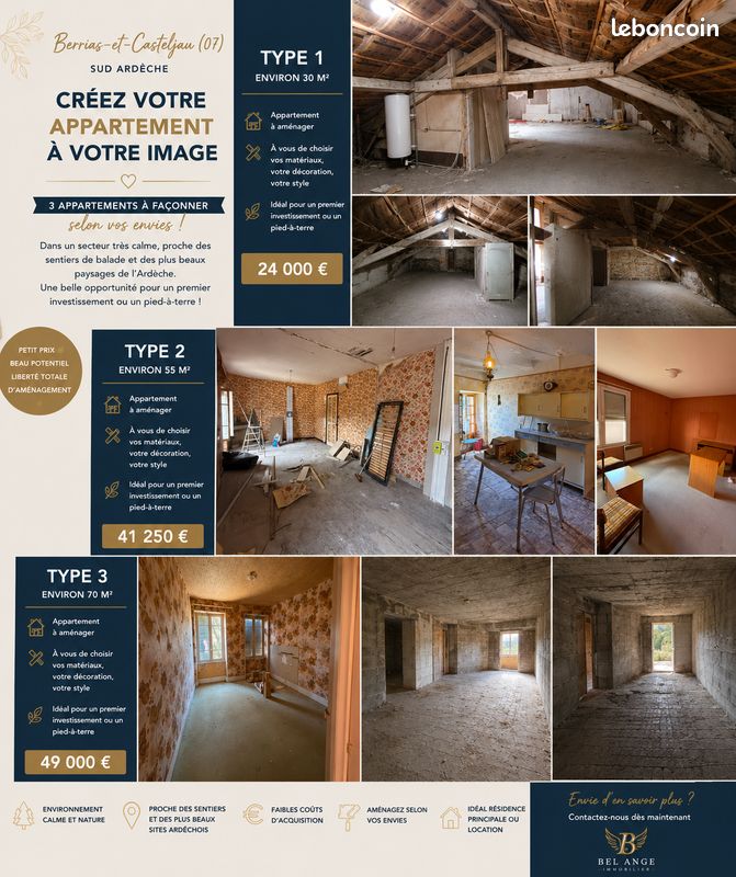 Appartement 1 pièce 30 m² · à Berrias-Et-Casteljau · 30 m² · 24 000 €