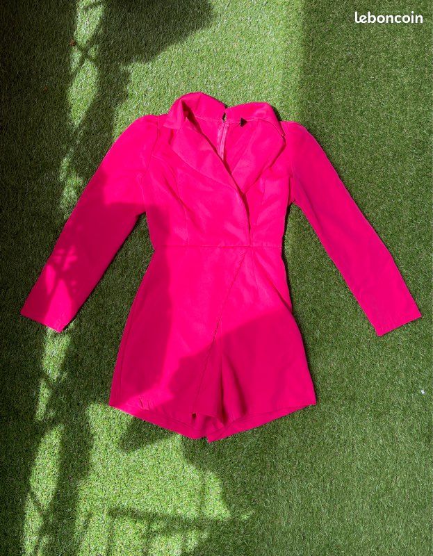 Combishort effet robe blazer rose fushia Shein Vêtements