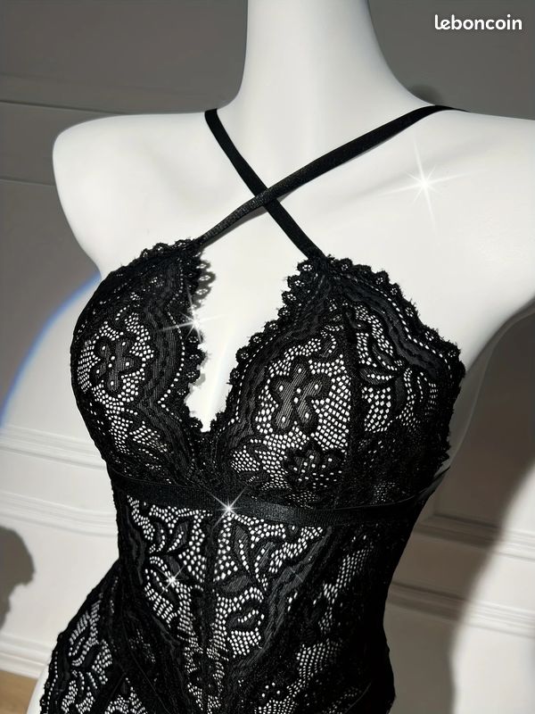 ohyeahlady Femme Guêpières Porte-Jarretelle et String Grandes Tailles Corset Body Lingerie en Dentelle Transparent avec Armature Push Up (Noir,36-38) – Ride And Slide MarketPlace