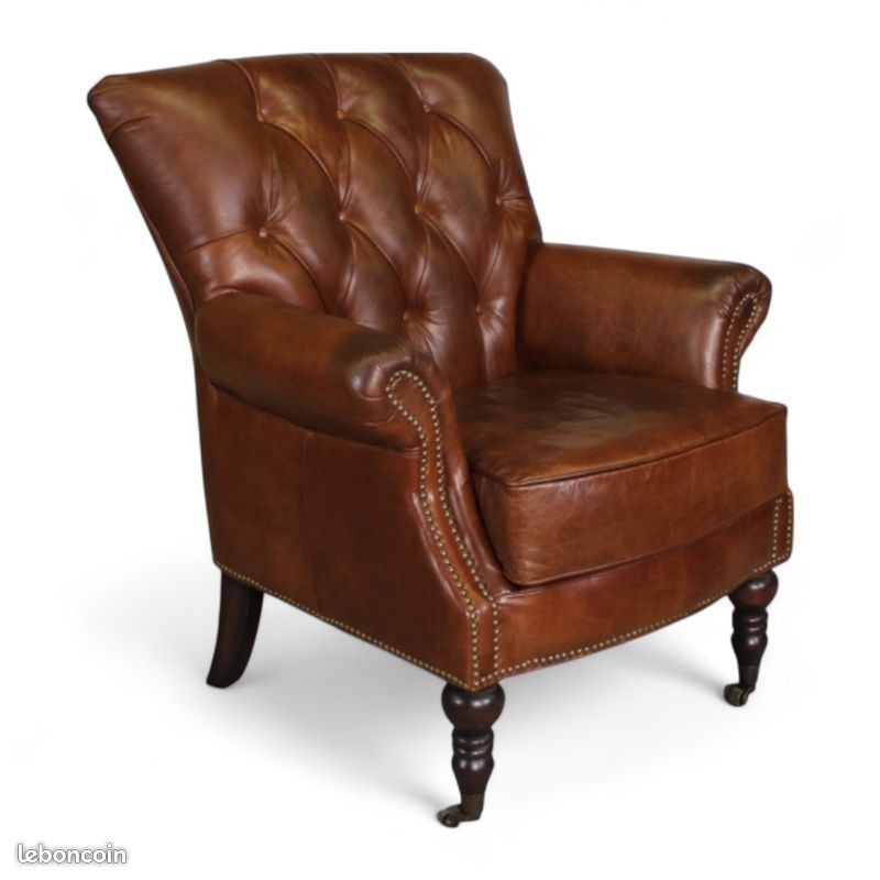 Fauteuil en Cuir Vintage capitonné Neuf (image 2)