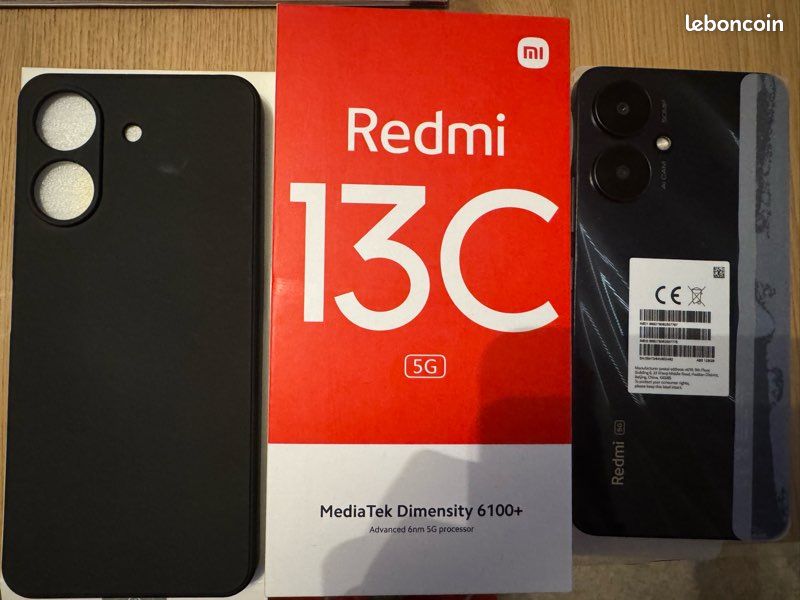 Téléphone Redmi 13C 128GB neuf avec coque (image 1)