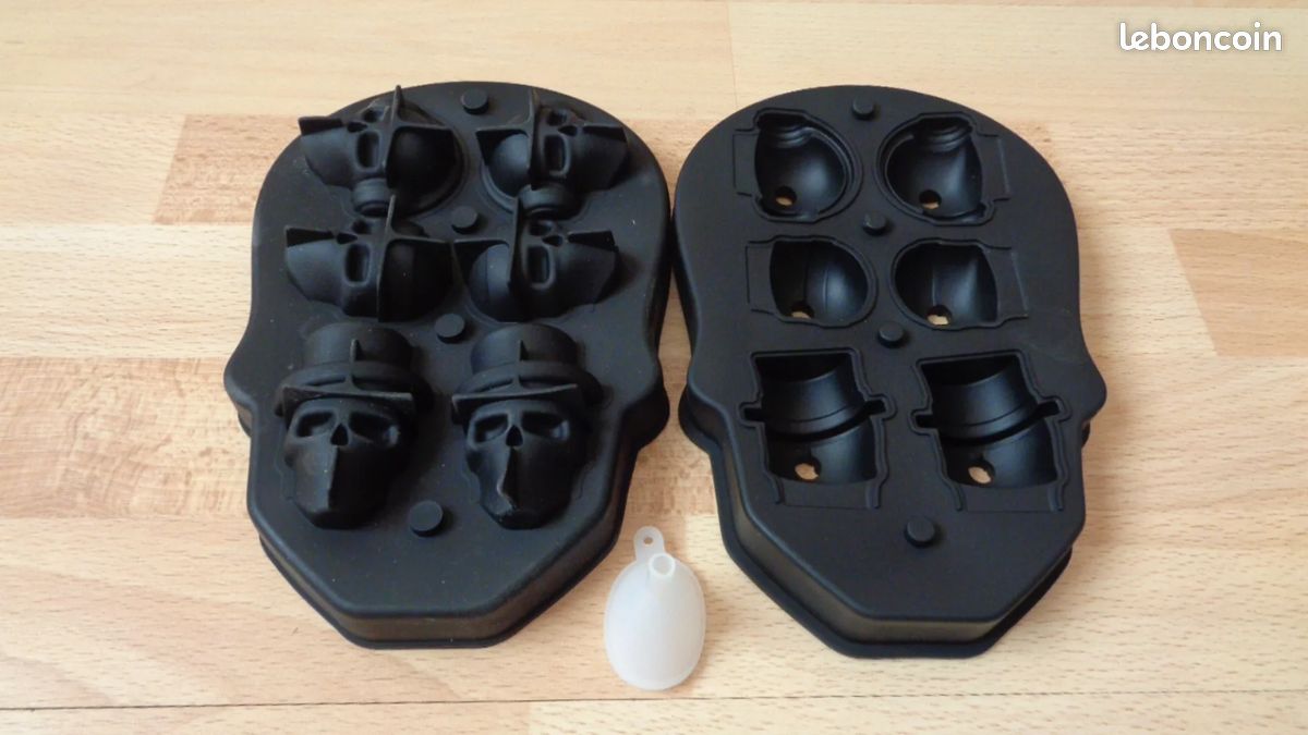 3D Crâne Bac À Glaçons, Moule À Glaçons Silicone 3D Tête De Mort Plateau À Glaçons Reutilisable