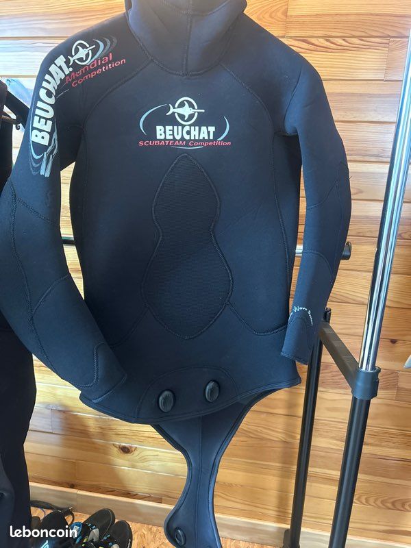 Beuchat combinaison de plongée 2 pièces néoprène noir taille S très bon état (image 1)