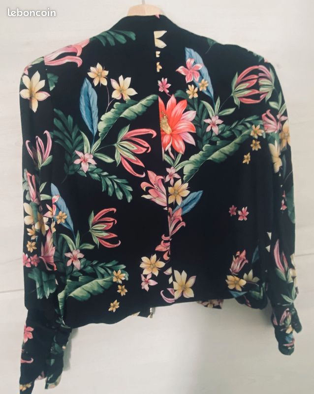 Veste Rafaella Noire à Imprimé Fleuri - Taille 10 - Coupe Régulière