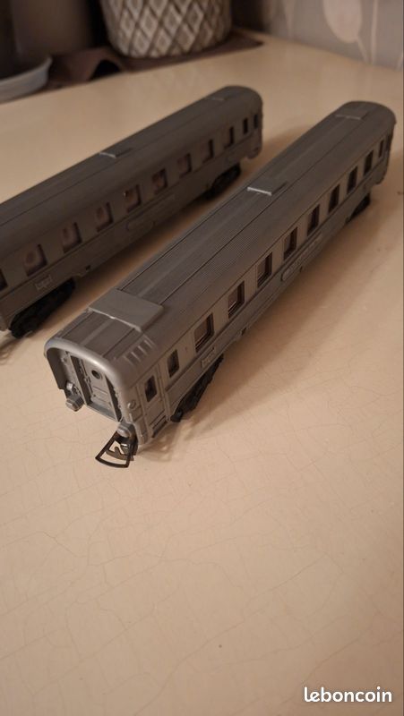 Lot De 4 Wagons Voyageurs Gégé Rouge - Modèles Trains Miniatures Bon état Usage