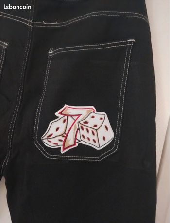 Jean Vintage JNCO Crossfaders Années 90 – Taille 31x27, Noir Brodé Y2K