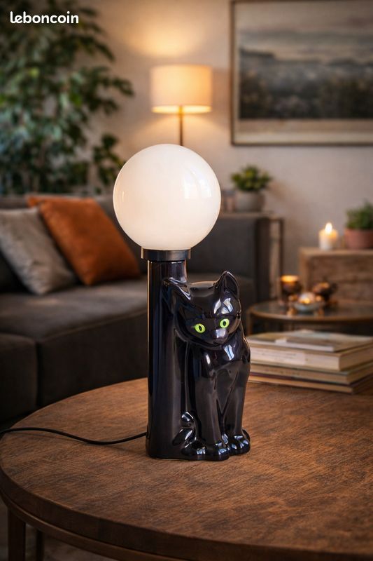 Lampe De Table Chaton Rétro Palazzo INT - Multicolore - 39cm - Neuve