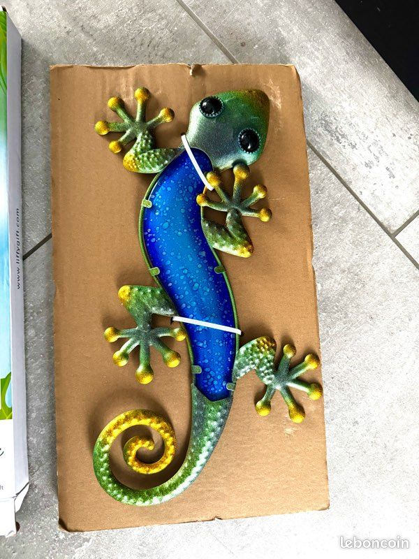 Broche Lézard Gecko Métal Doré Laqué Trichrome - Années 80/90, Occasion