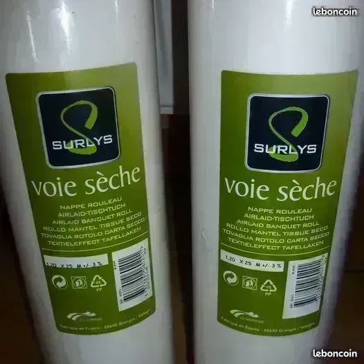 2 Rouleaux de Nappe en Voie Sèche Intissé Blanc /écru 25 m ( c est des belles nappes de qualité pas du papier fin ) Ce papier en voie sèche intissé de haute qualité voir annone (image 2)