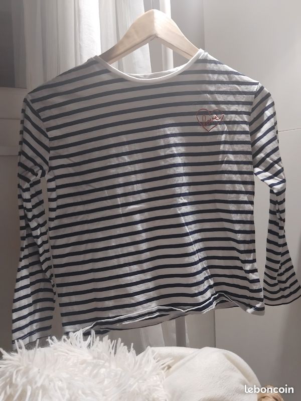 Tee-shirt shirt a manches longues rayé kiabi (image 1)
