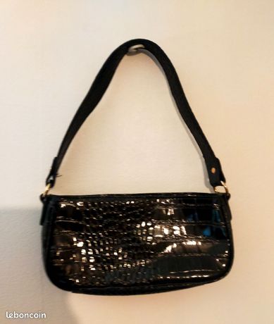 Petit sac noir imitation croco Accessoires Bagagerie