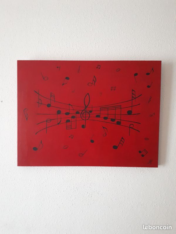Tableau peinture notes de musique (80x60x4) (image 1)