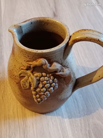 Pichet / Cruche en Grès Ancien/Vintage - Décor de Grappes de