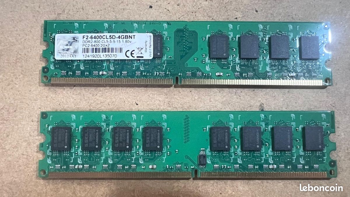 RAM G. SKILL 2Go DDR2 6400 800MHz – F2-6400CL5D-4GBNT (image 1)