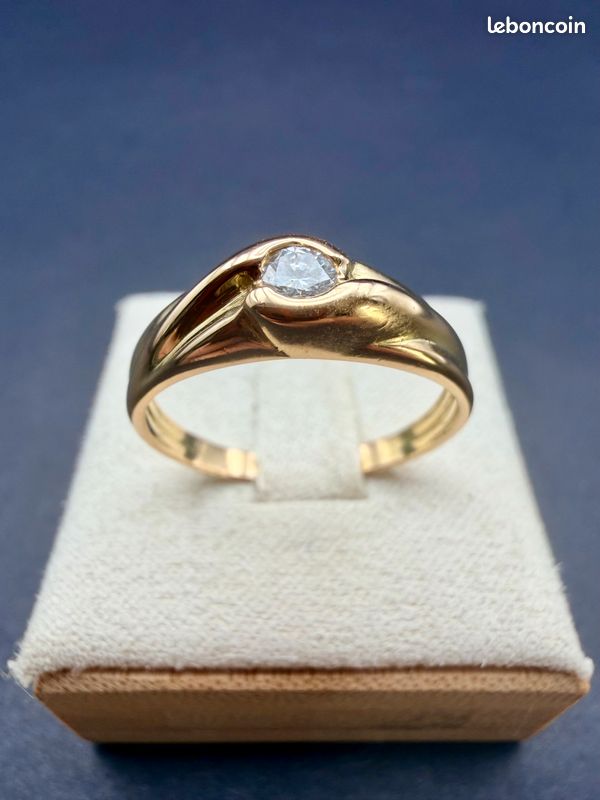 Bague au diamant serti clos – Or 18 carats (750‰) (image 1)