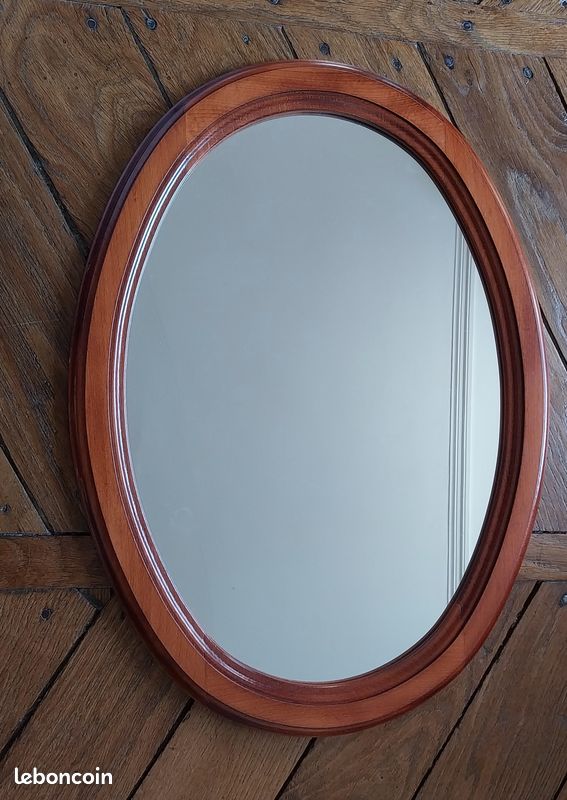 Miroir ovale entourage merisier (image 1)