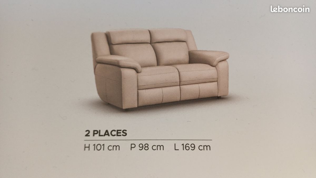 Ensemble canapé cuir 2 places avec fauteil relax électrique (image 5)