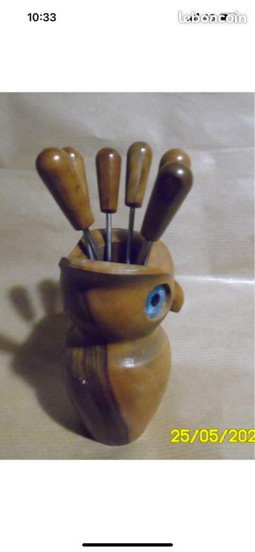 Porte Pique A Escargot Pique Apéritif Bois Vintage