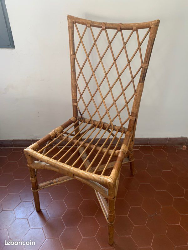 Chaise vintage rotin bambou (image 1)