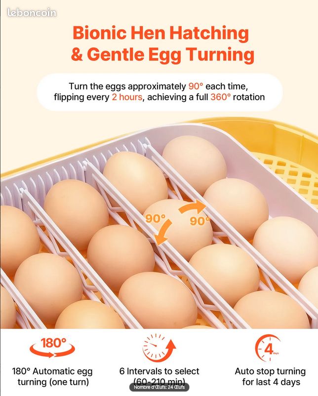 Couveuse Oeuf Incubateur Œufs Automatique 24 Œufs - Retournement Auto Mire Œuf - Double Alimentation - Écran Tactile Incubateur œufs 24 Places Couveuse Oeuf Incubateur Œufs Automatique 24 Œufs - Retournement Auto Mire Œuf - Double Alimentation - Écran Tactile Incubateur œufs 24 Places