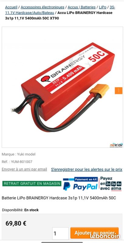 BRAINERGY LiPo battery 3s1p 11.1V 5400mAh 50C XT90 hardcase