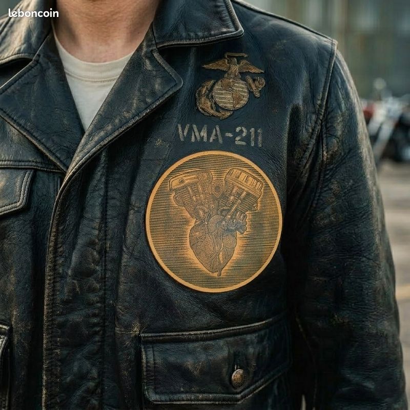 Patch "V-Twin Heart" en cuir véritable (image 1)