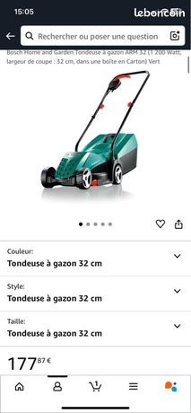 Tondeuse à Gazon électrique Bosch ARM 32 - 1200W, Légère Et Maniable