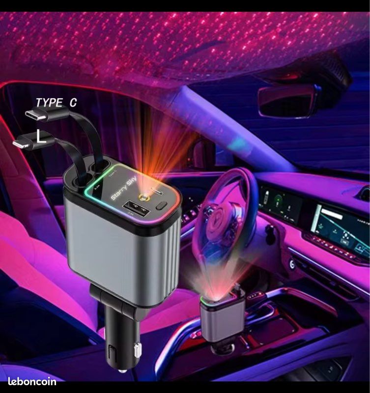 Chargeur de Voiture Rétractable 4 en 1