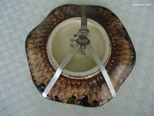 TRES BELLE ANCIENNE ASSIETTE en FAIENCE HB QUIMPER décor AU COQ 23,7cm