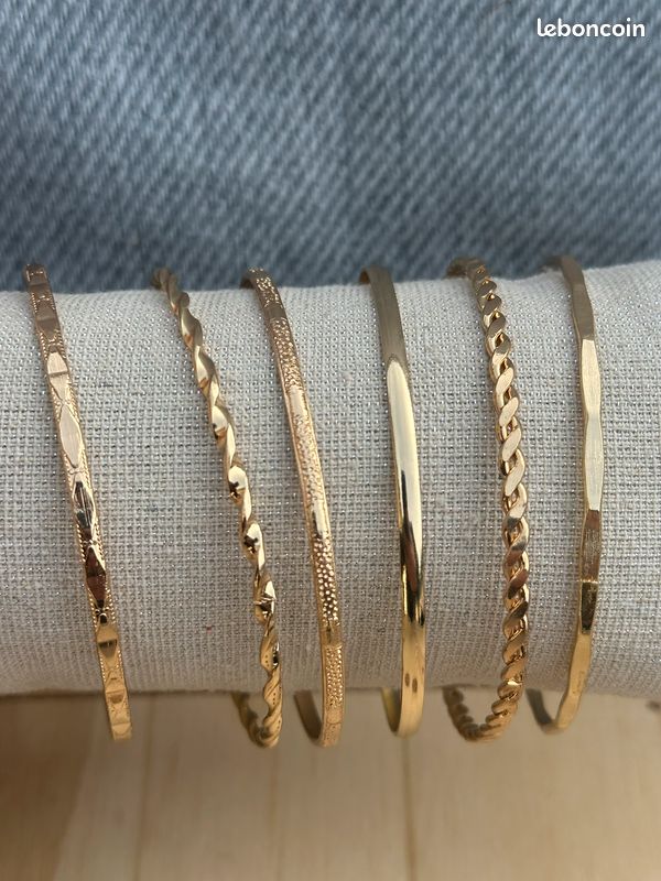 Bracelet jonc doré en laiton - Mosaik bijoux indiens