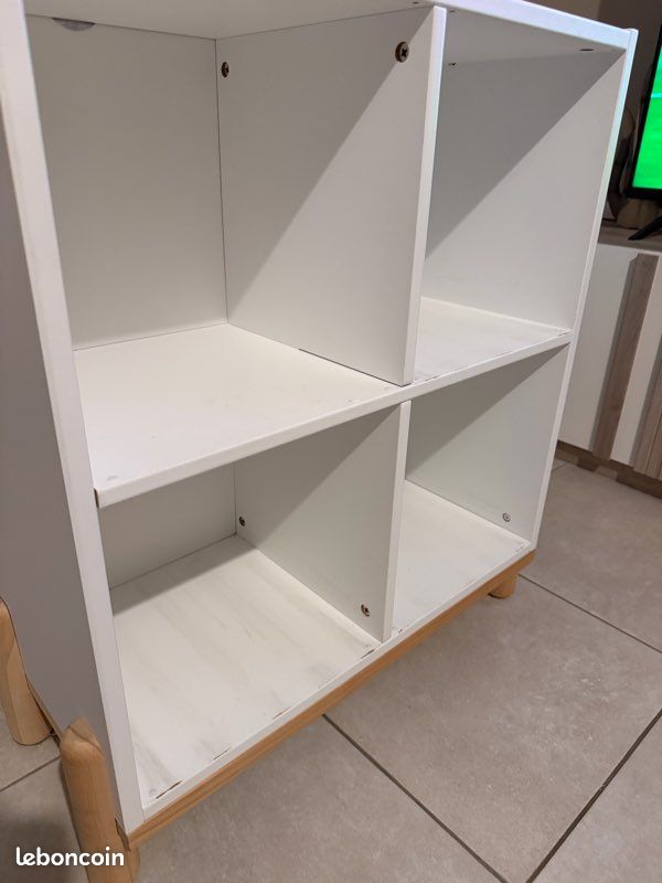 Meuble 4 cases - blanc + panier enfant (image 2)