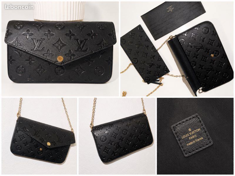 Sac bandoulière noir style monogramme – chaîne dorée (image 2)