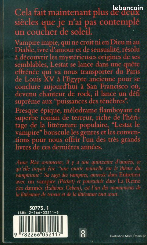 Fantastique/horreur Anne Rice Lestat le vampire (image 2)