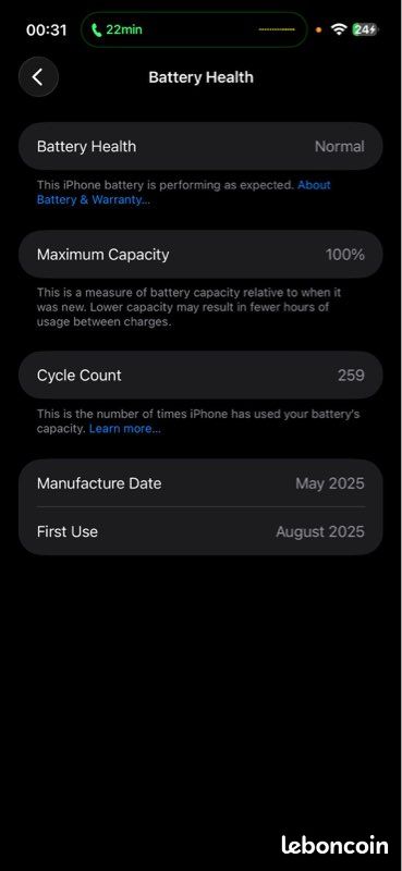 IPhone 16 Pro Max 256 Go – État neuf – Batterie 100% (image 4)