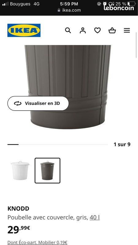 KNODD Poubelle avec couvercle, gris, 40 l - IKEA