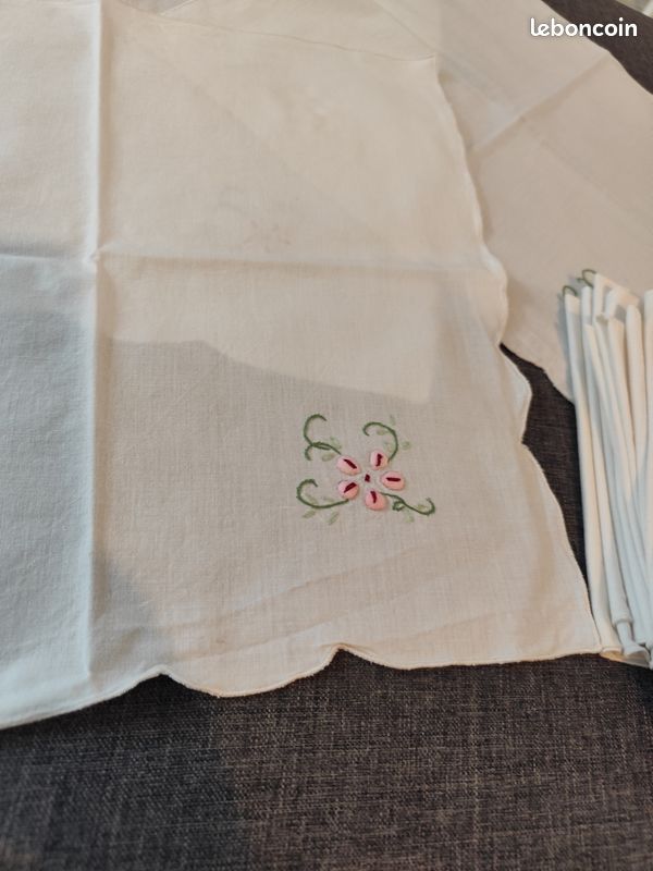 Lot De 12 Serviettes De Table En Tissu Brodées – Pour Mariage, Baby Shower, Anniversaire, Décoration