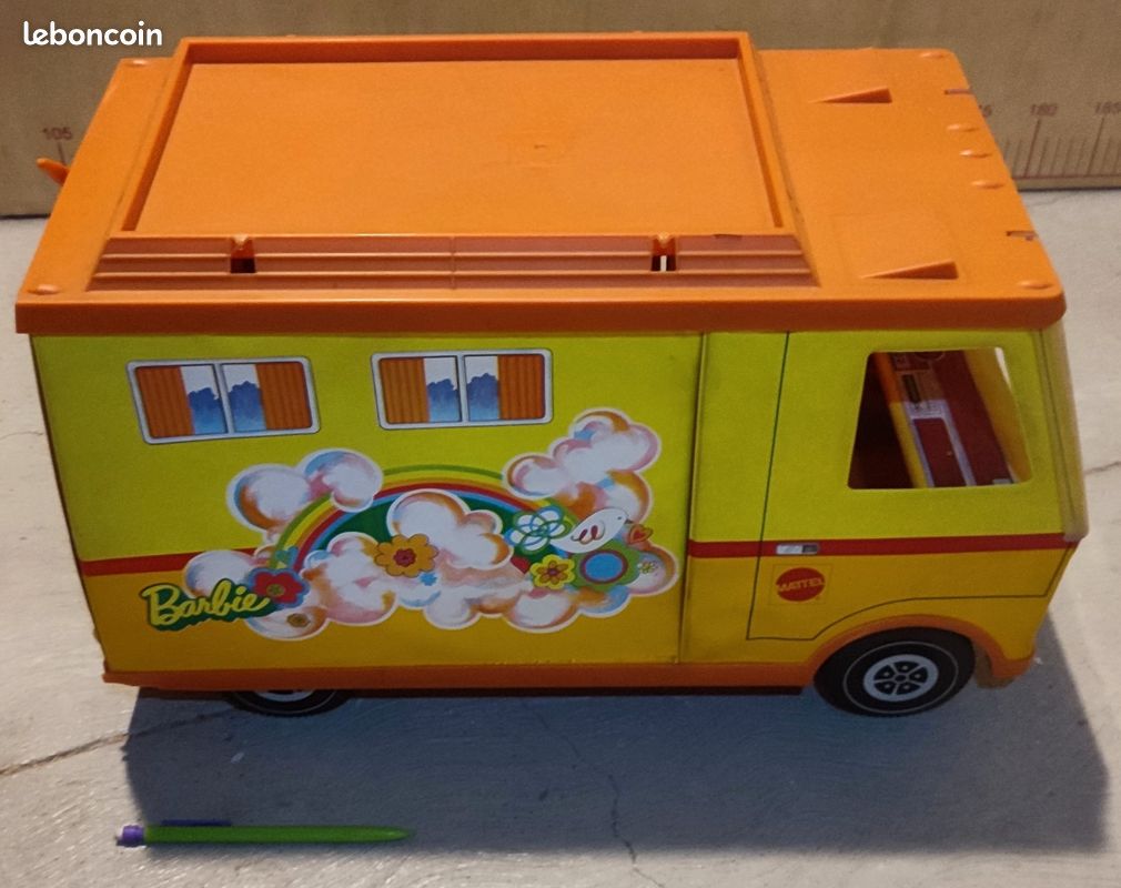 Barbie Camping Car Vintage De 1971 - Van Mattel En Plastique - Figurine Pour Collection