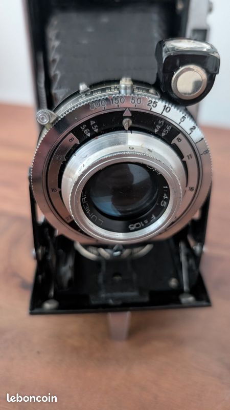 APPAREIL PHOTO ANCIEN LUMIERE Anastigmat F105 1:68 soufflet étui avec clef