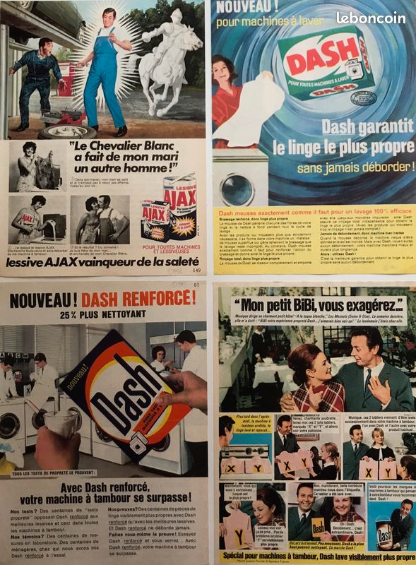 Publicités originales * AJAX WC *DASH *Palmolive ©1963-1968 (image 2)