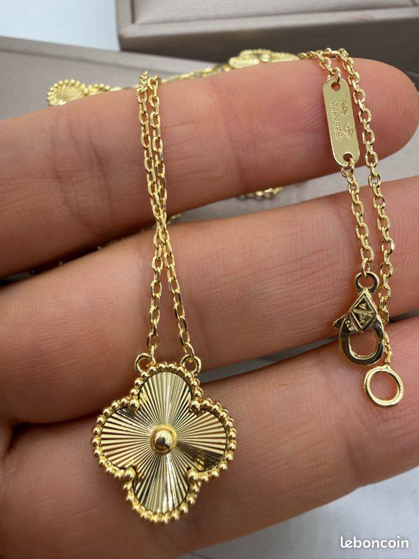 Parure De Bijoux Trèfle TempBeau - Collier Et Boucles D'oreilles - Acier Inox Plaqué Or 18K - Pendentif Double Face - Cadeau Mariage