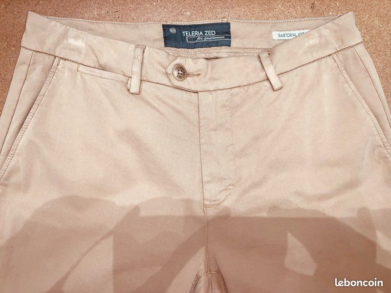 Pantalon Chino Teleria Zed Neuf 🇮🇹 - Sable - Coton & Stretch - T.38/40 (image 3)