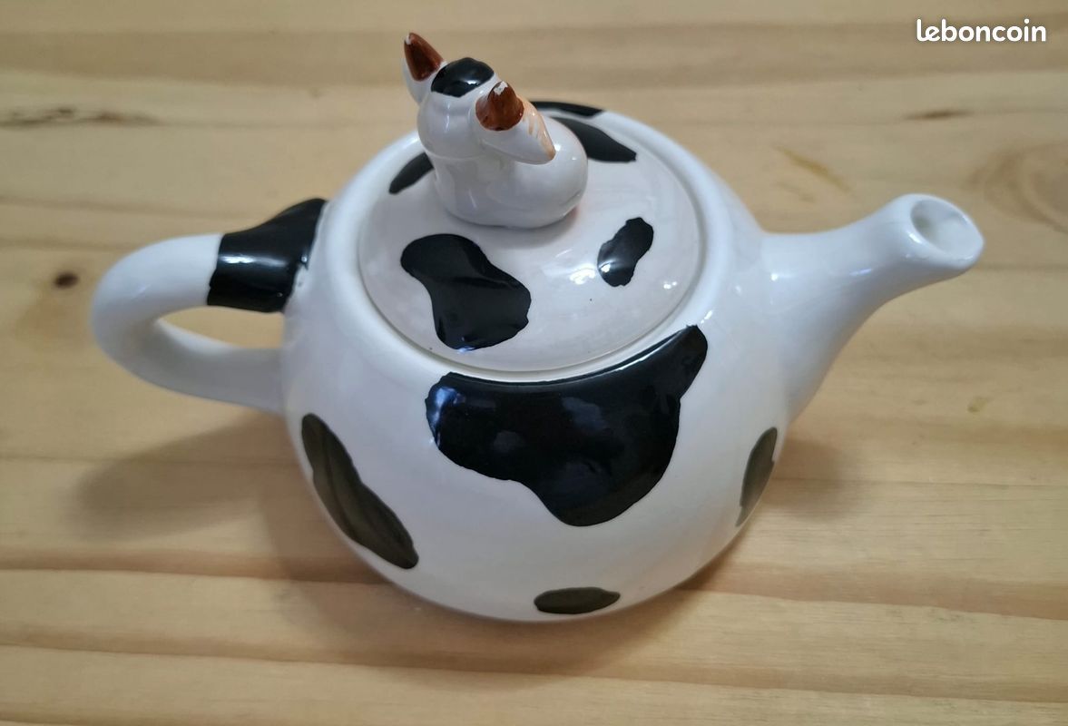 Petite théière motif vache blanche et noire (image 6)