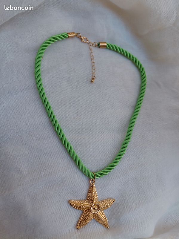 Collier en corde vert étoile doré 🌼 (image 1)