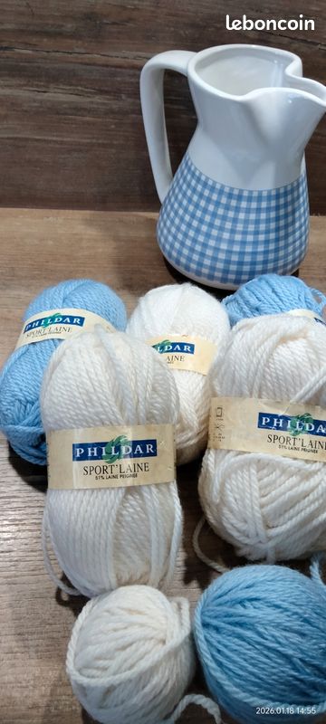Lot De 6 Pelotes De Laine écru – 380g Total, Acrylique, Aiguille 3,5, Occasion