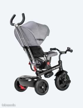 Tricycle Bébé Évolutif, Tricycle Enfant pour 18 Mois à 5 Ans, Vélo Poussette Enfant 4 en 1 avec Siège Réversible Pare Soleil et Pédale, Poussette Canne Compacte (Bleu Foncé, 4 en 1